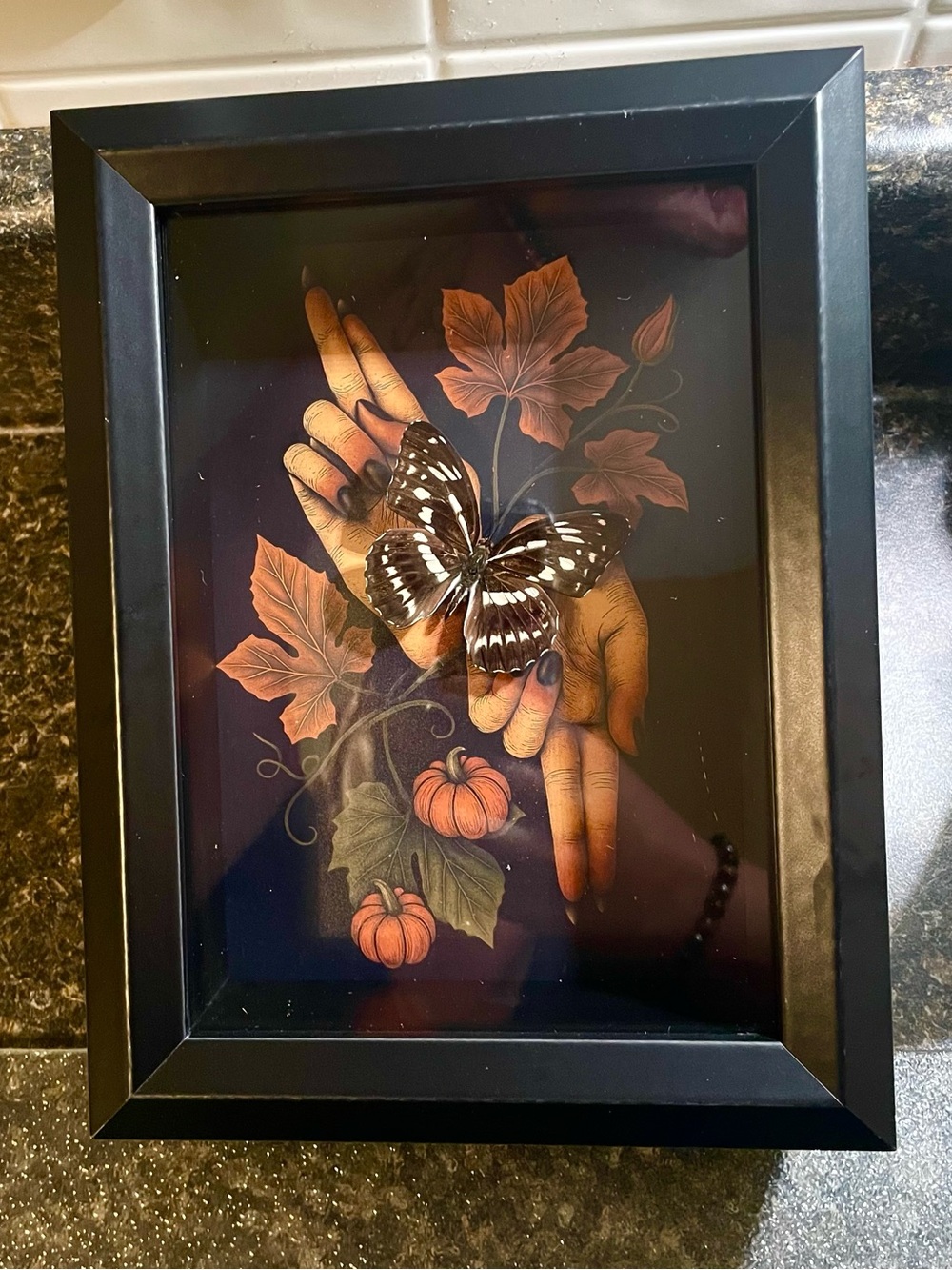 Black Framed Butterfly & Pumpkin Wall Art - As Above So Below